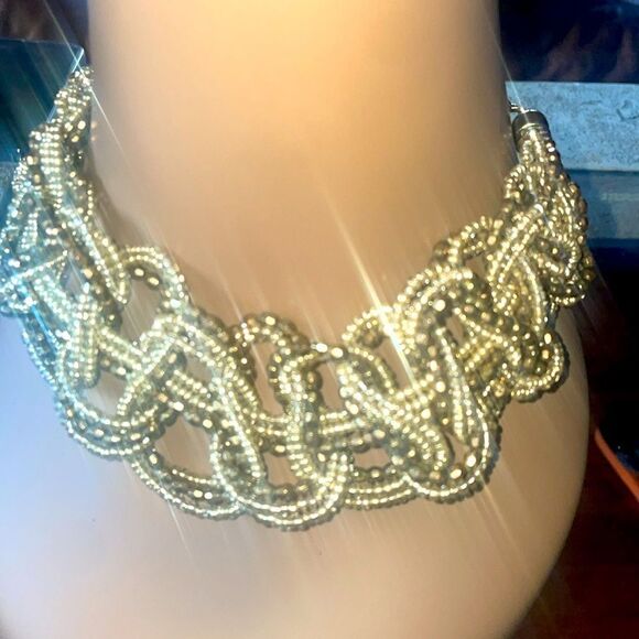Gold Statement Beaded Adjustable Length Necklace Business Casual or Night Out - Picture 3 of 4